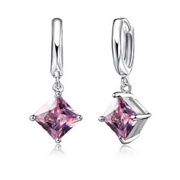 💎 NEW 💎 Square 925 Sterling Silver Pendant Earrings And Necklace Set Bundle - Picture 4 of 4